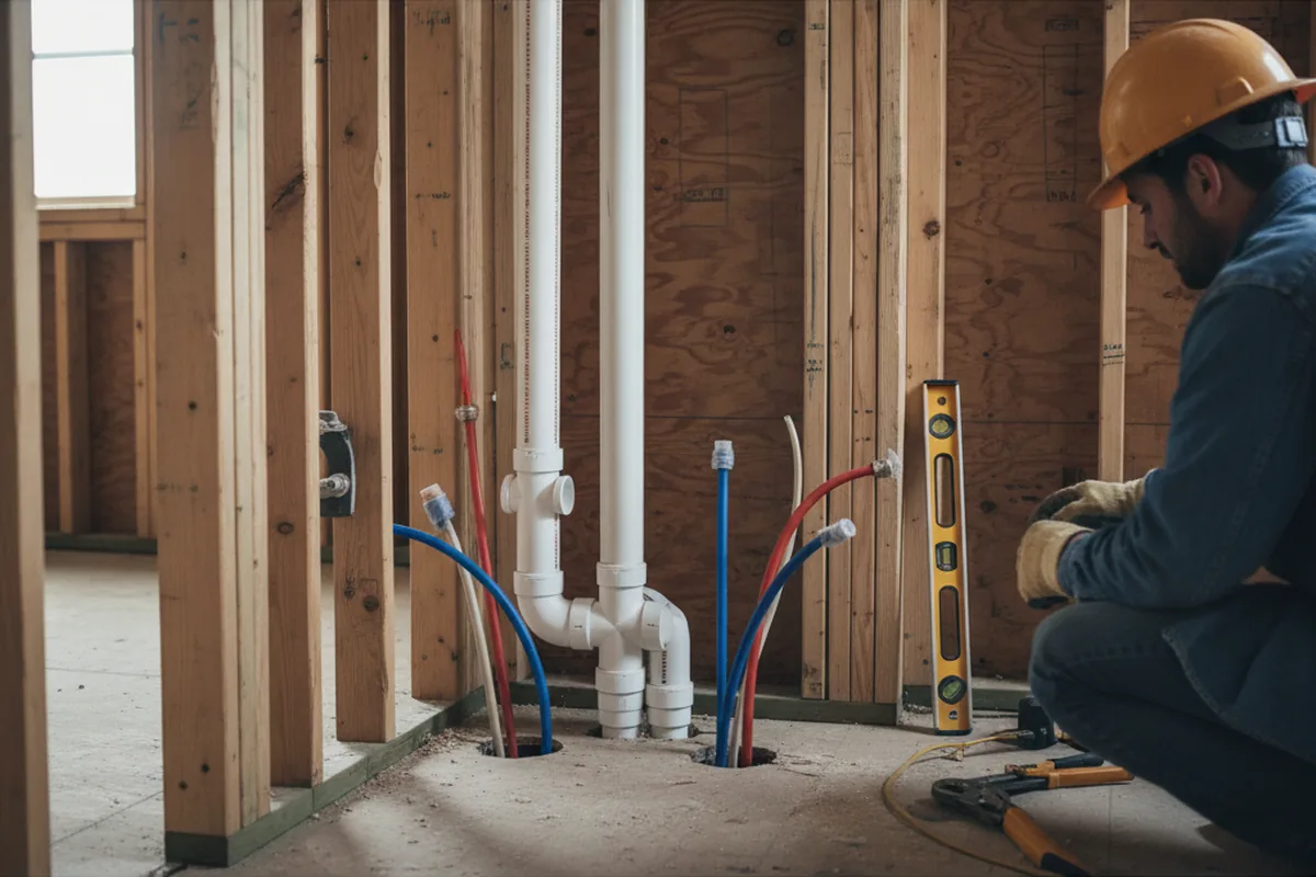 Drain and supply rough-in during Leak Detection in Blacklick