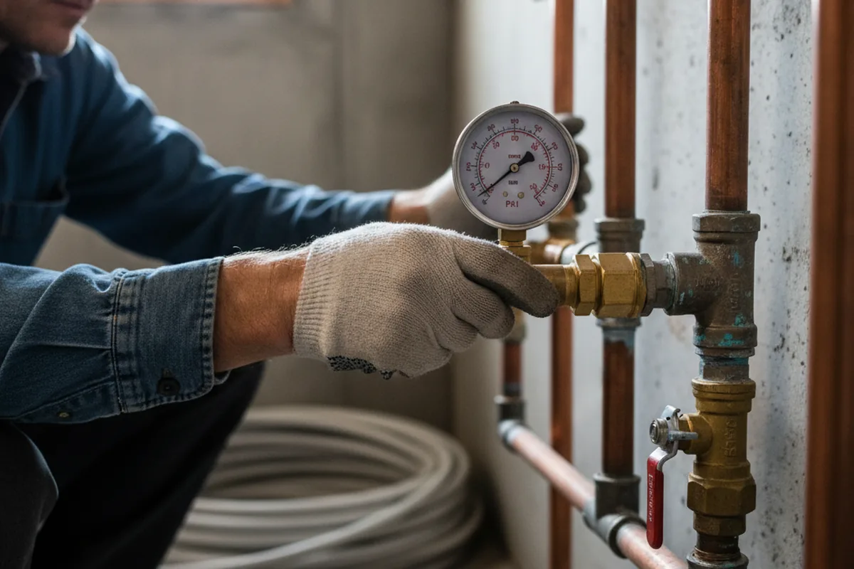 Pressure testing a repaired line during Water Line Repair in Blacklick
